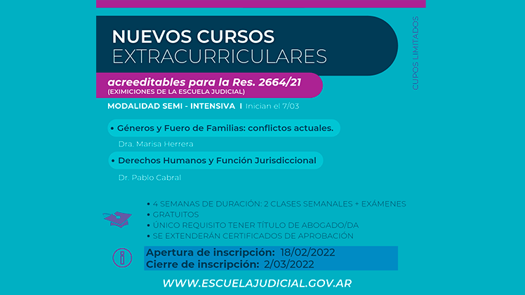 La Escuela Judicial informa que se dictaran la TOTALIDAD de las materias